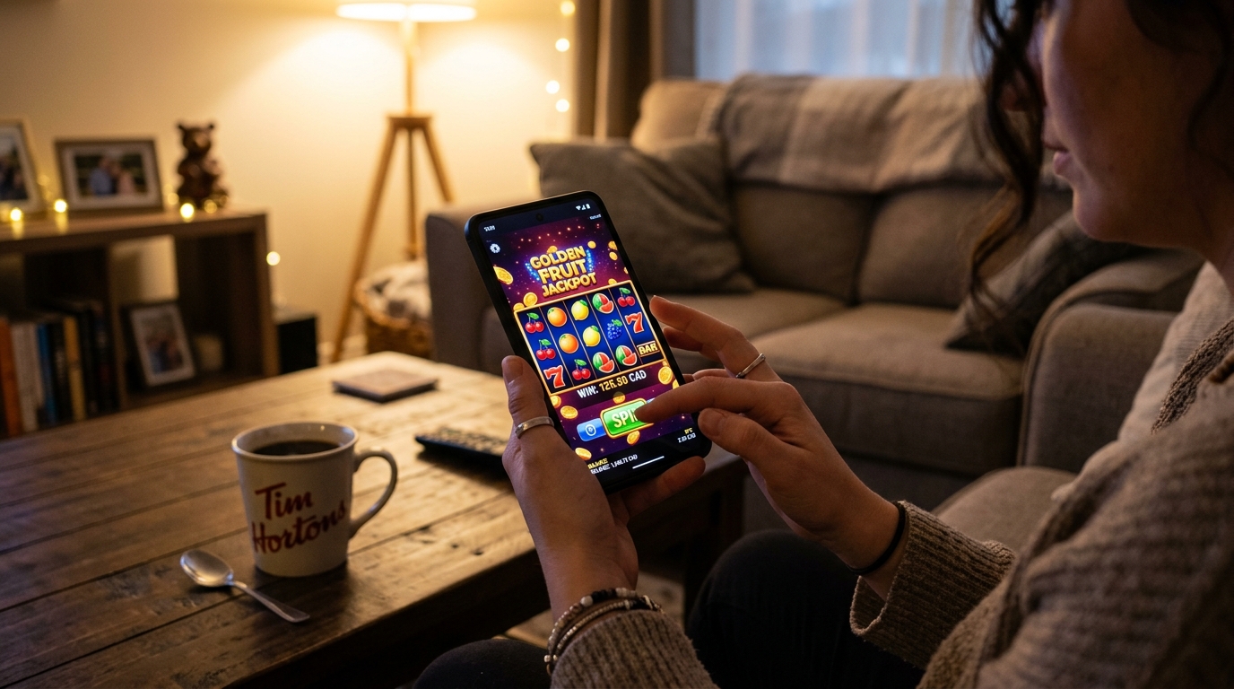 Real mobile casino slot gameplay on smartphone in Canada